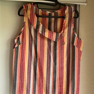 Striped Sleeveless Blouse - Multicolor